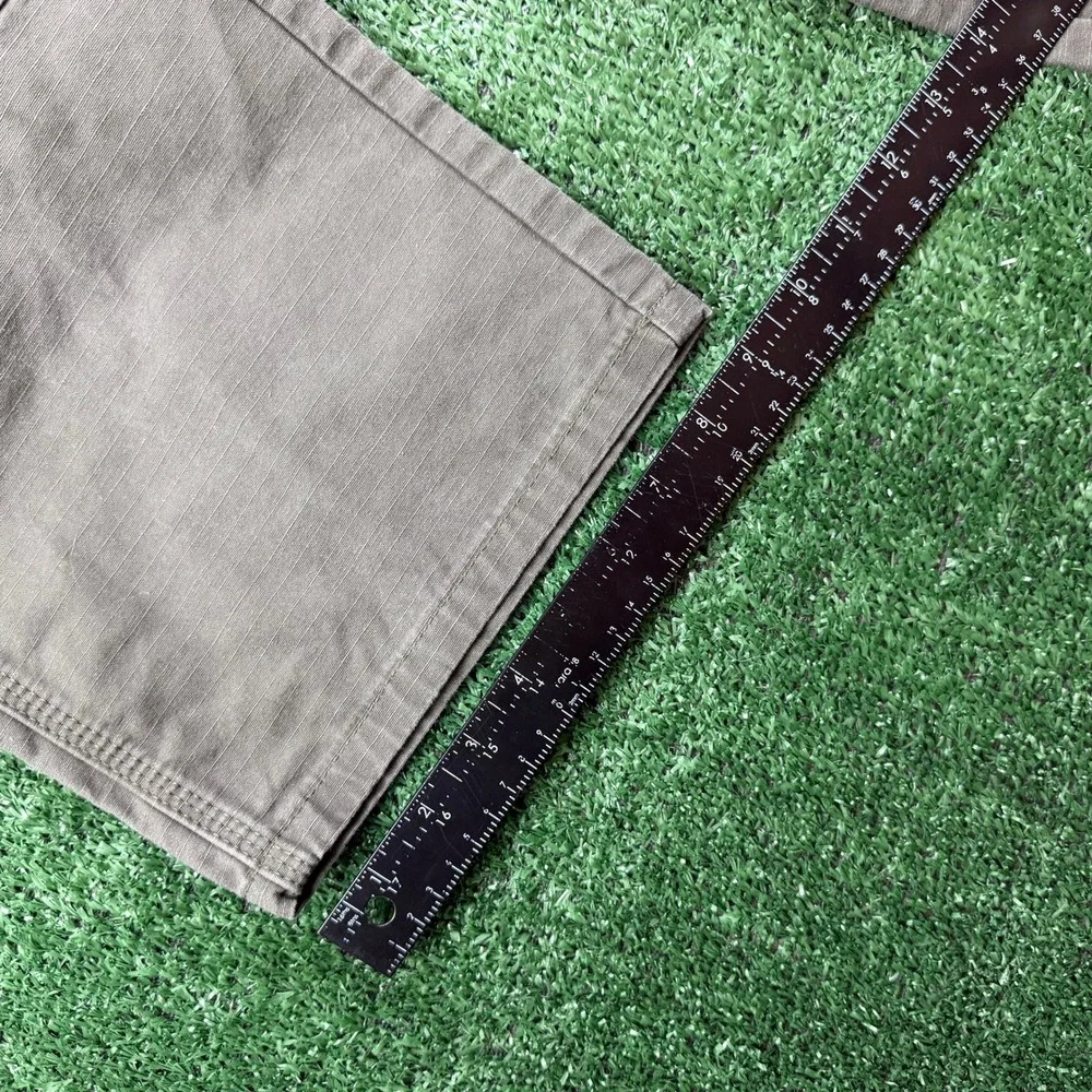 Wrangler Riggs Workwear Mens Ripstop Cargo Pants Olive Brown Straight Leg 37x31